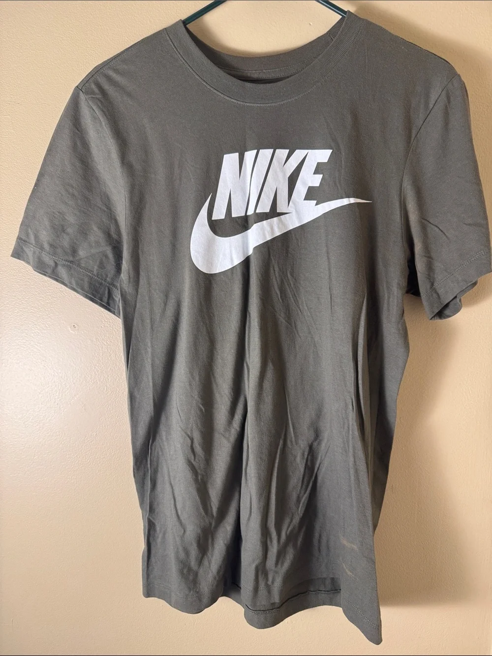 Nike Olive Green Short Sleeve Tee with White Logo
